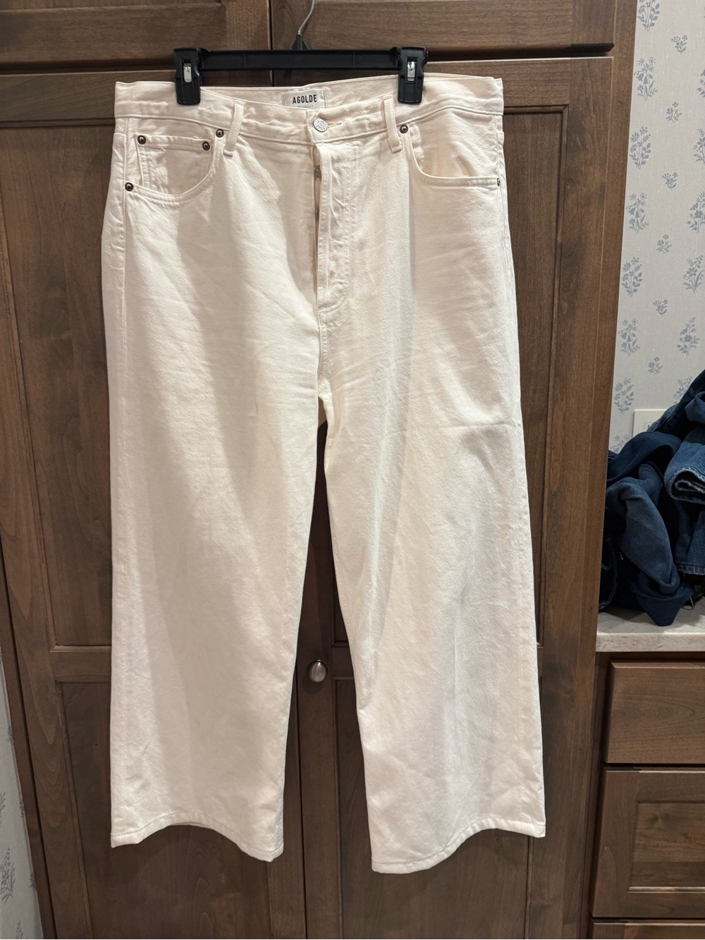 AGOLDE REN Women's High-Rise Wide Leg Jeans in Off-White